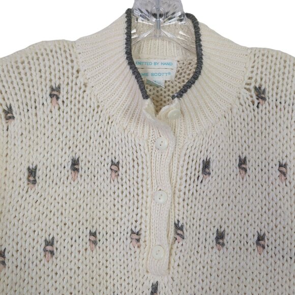 JAMIE SCOTT Vintage Women's sweater sz M long sleeve sweater knitted by hand - Picture 4 of 16